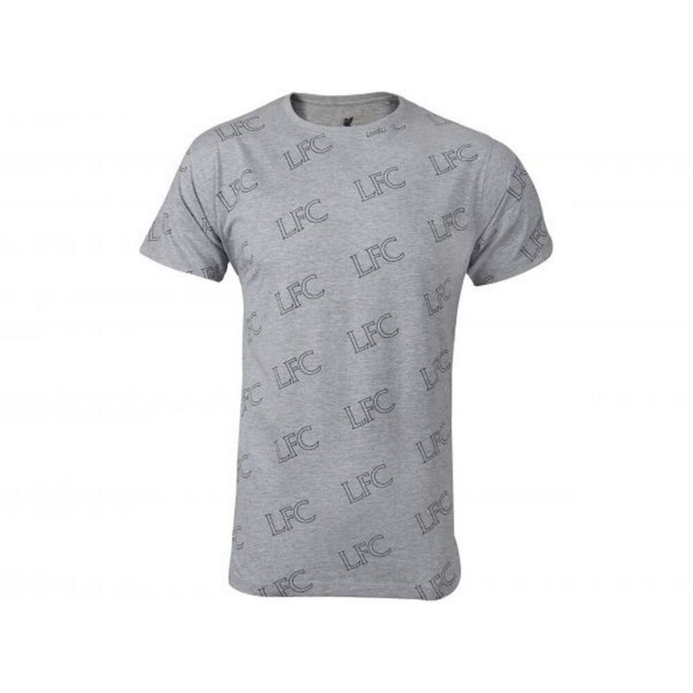 Liverpool FC Mens Repeat Logo T-Shirt / Gray